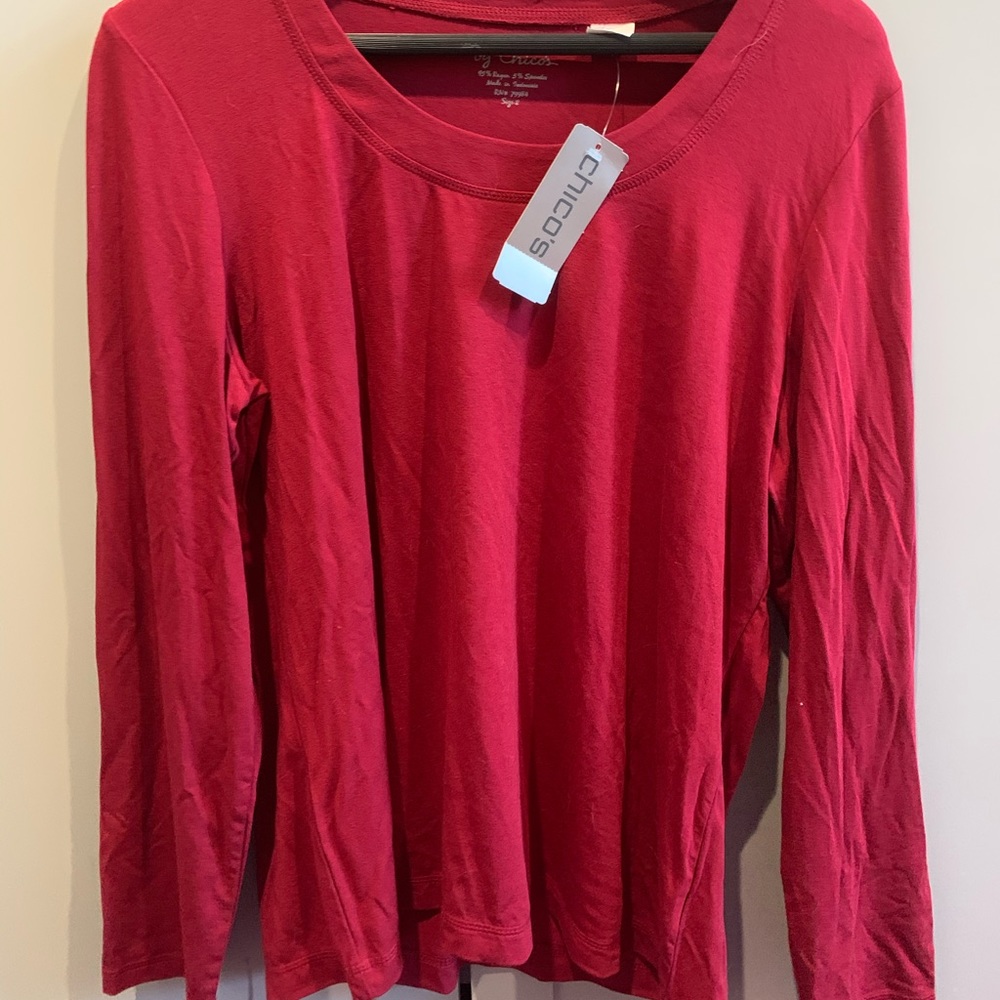 NWT Chico’s cranberry top - 2